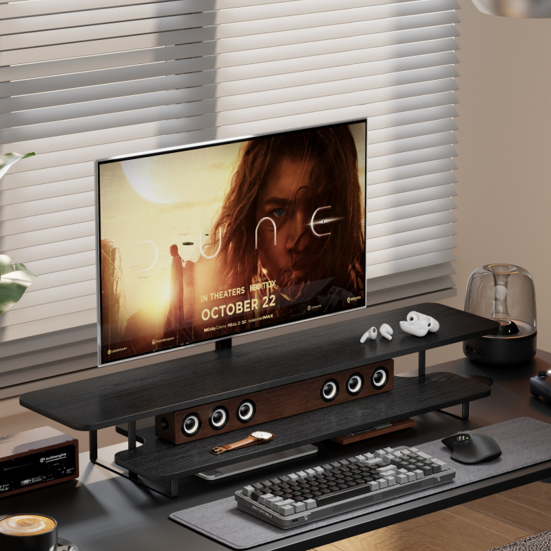 Desk Setup Laptop And Monitor - Podstawka pod monitor z wykończeniem w