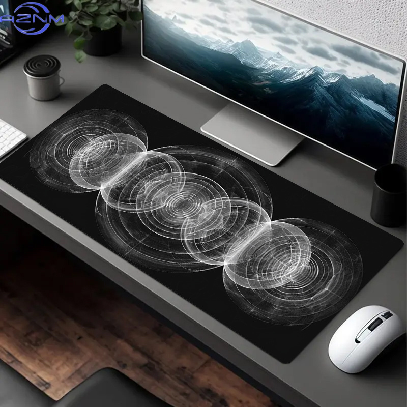 Desk Setup Black And White - Duża czarno-biała podkładka pod mysz z