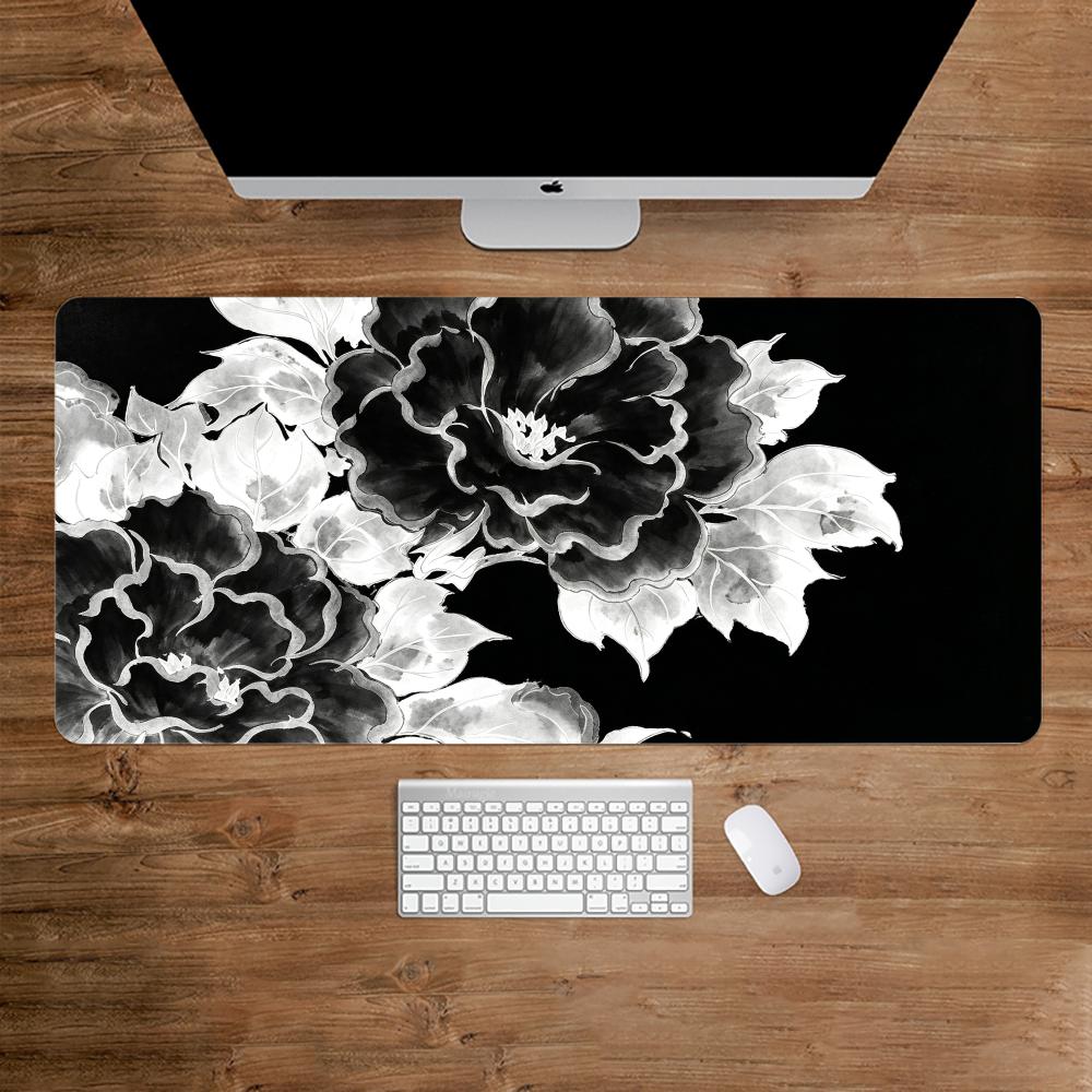 Desk Setup Black And White - Czarno-biała podkładka pod mysz z motywem