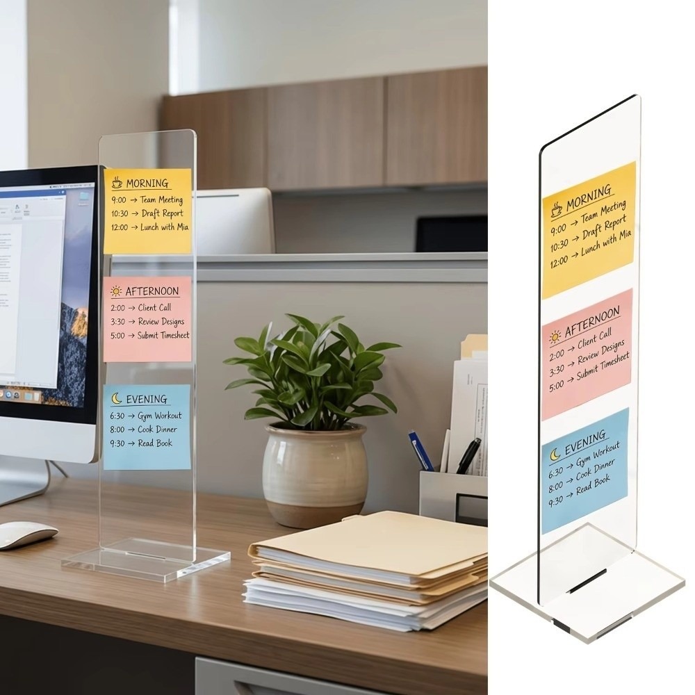 Sticky Memo Holder - Wytrzymała akrylowa tablica na notatki, odłączany
