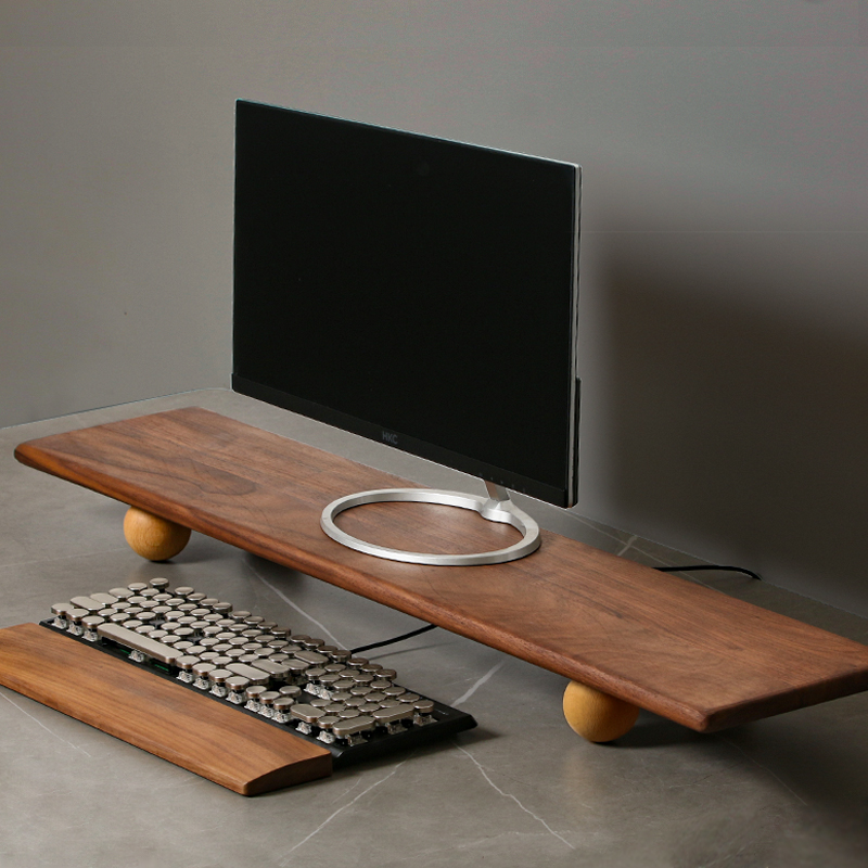 Desk Setup Laptop And Monitor - Podstawka pod monitor z litego drewna,