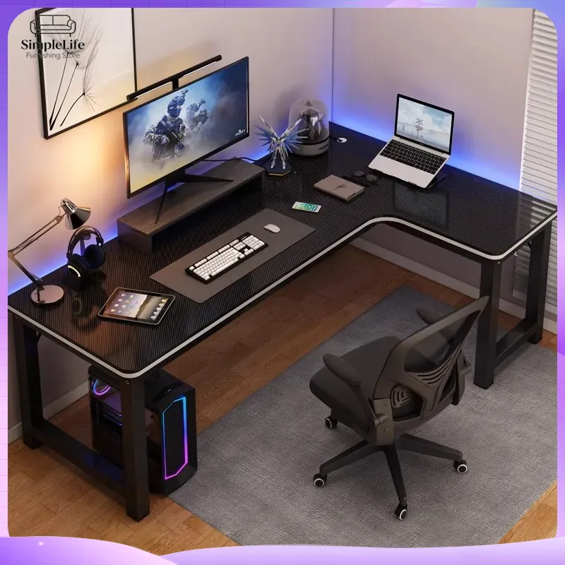 Desk Setup Laptop And Monitor - Narożne biurko gamingowe, biurko komputerowe do