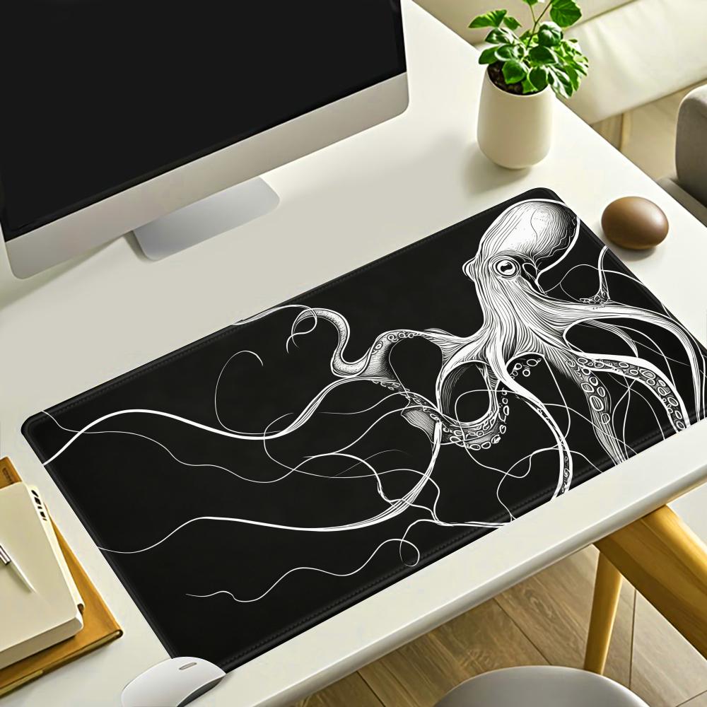 Desk Setup Black And White - Podkładka pod mysz HYBXAXC Octopus, czarno-biała