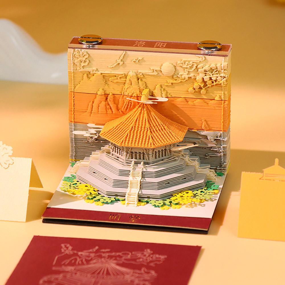 Sticky Memo Holder - 3D Notatnik z motywem starożytnej architektury,