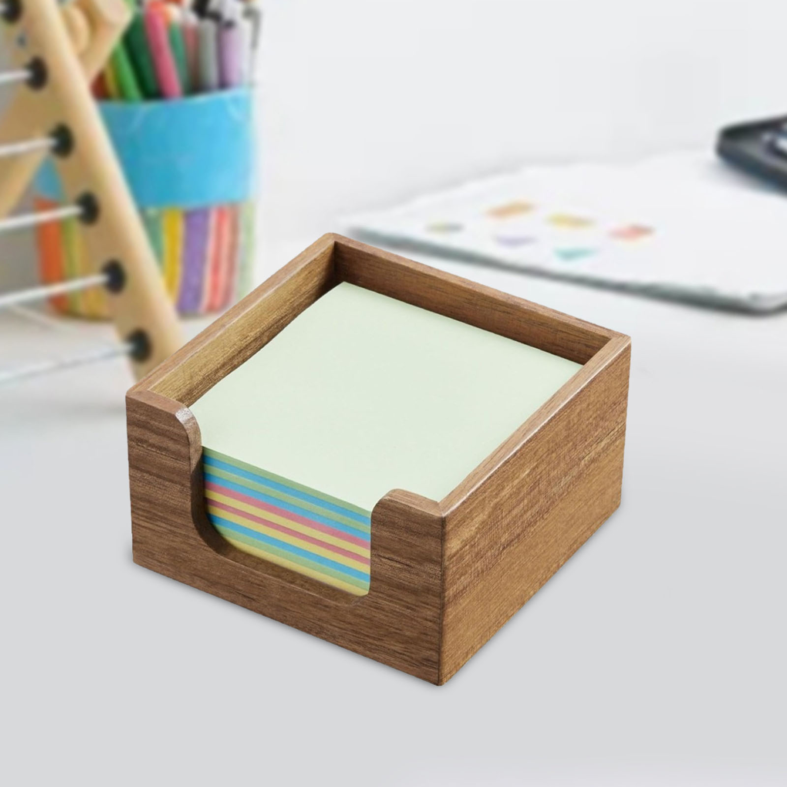Sticky Memo Holder - Drewniany pojemnik na karteczki samoprzylepne z