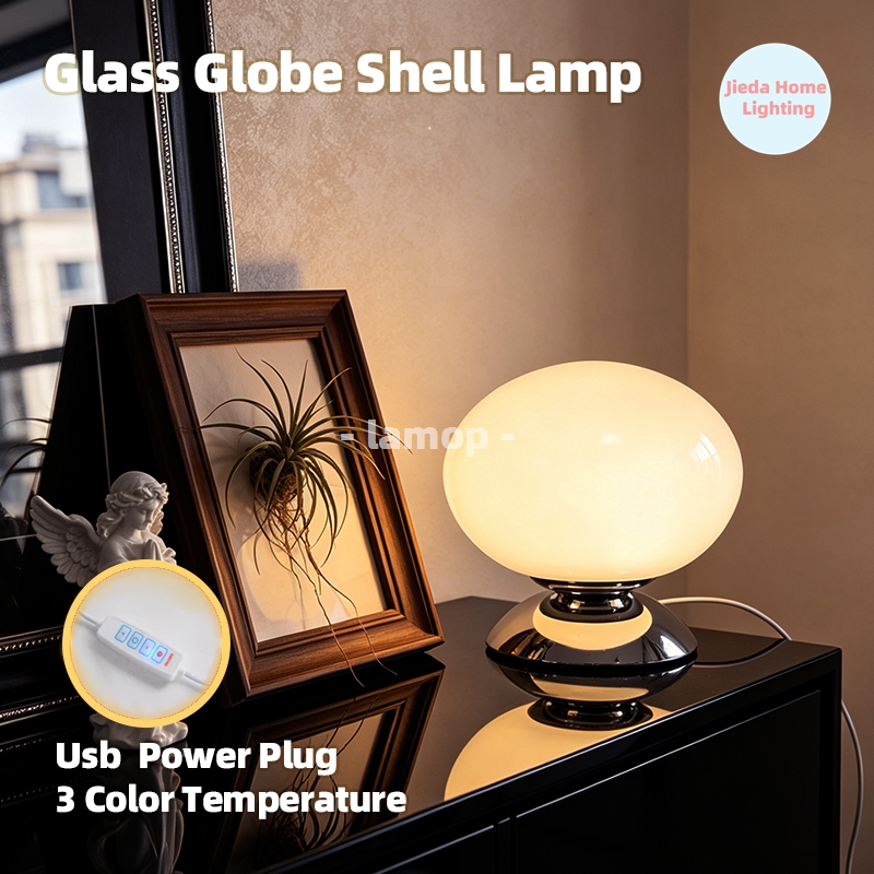 Desk Setup White - Biała lampa stołowa z kloszem w