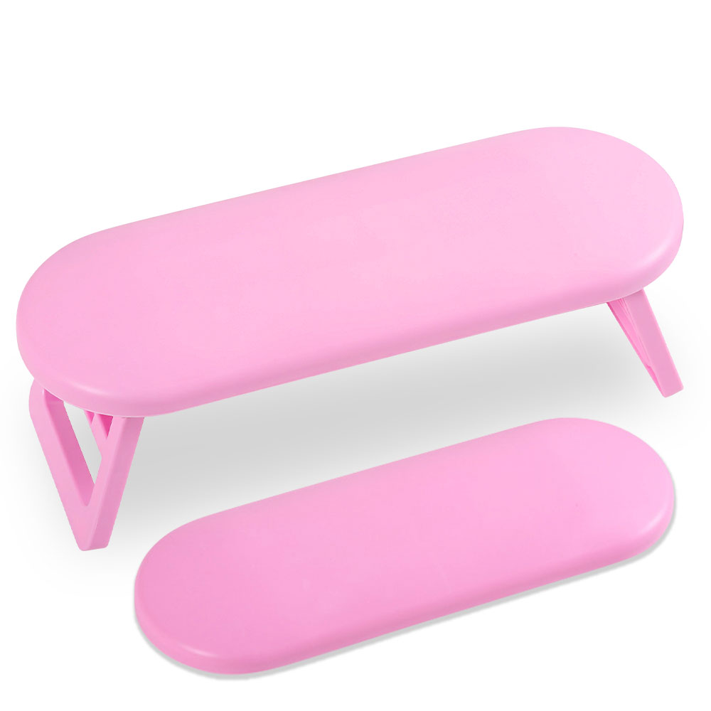 Desk Setup White - Różowo-biała przenośna poduszka do paznokci Poduszka