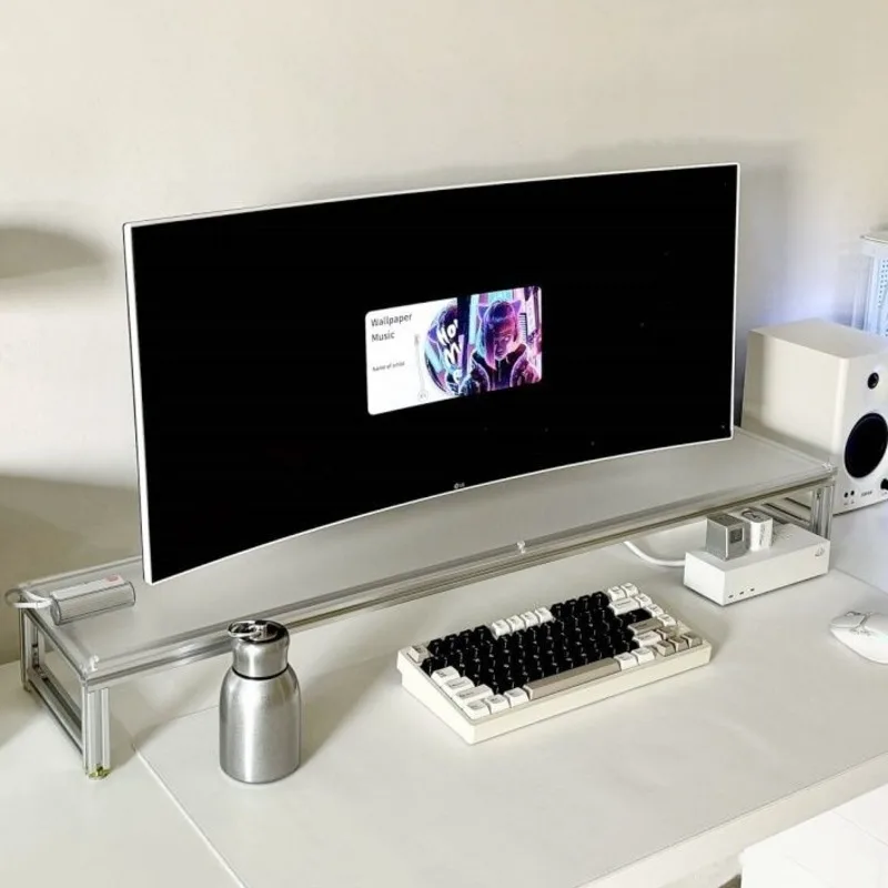 Desk Setup Laptop And Monitor - Aluminiowy Stojak na Monitor Akrylowy Podwyższający
