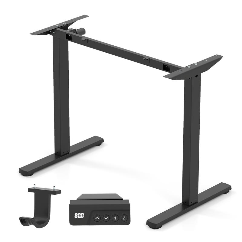 Elektryczna rama biurka stojąc – Desk Setup Black And Wood recenzja i cena