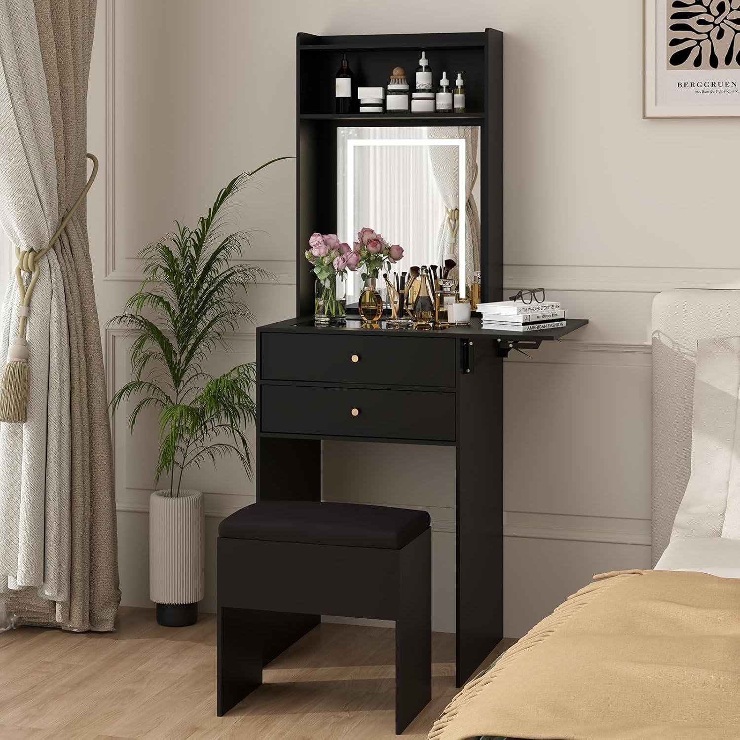 Mini czarny zestaw toaletki do – Desk Setup Black And Wood recenzja i cena