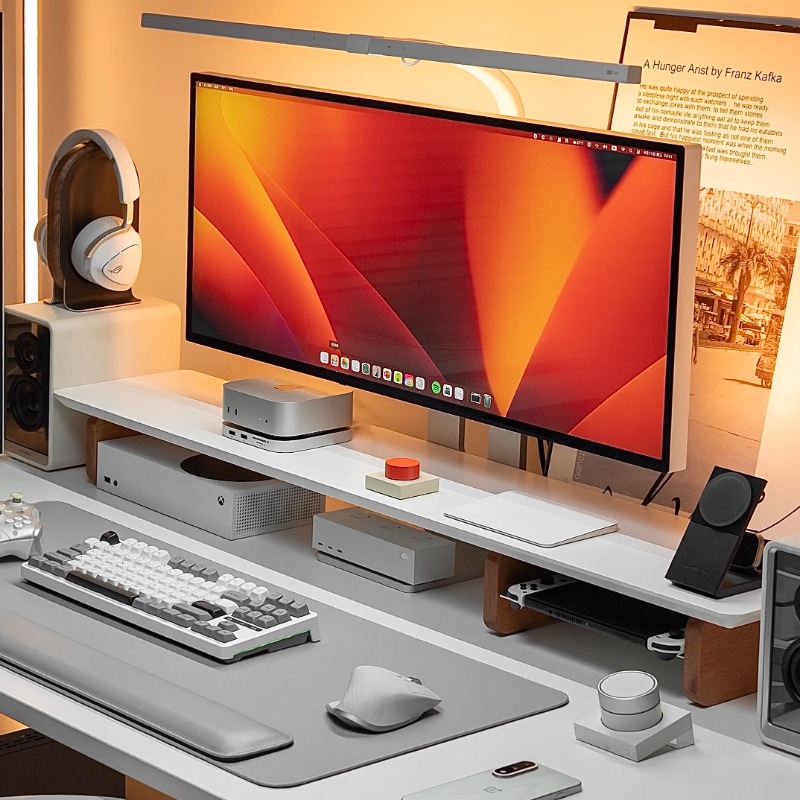 Nowoczesny podnośnik monitora  – Desk Setup Laptop And Monitor recenzja i cena