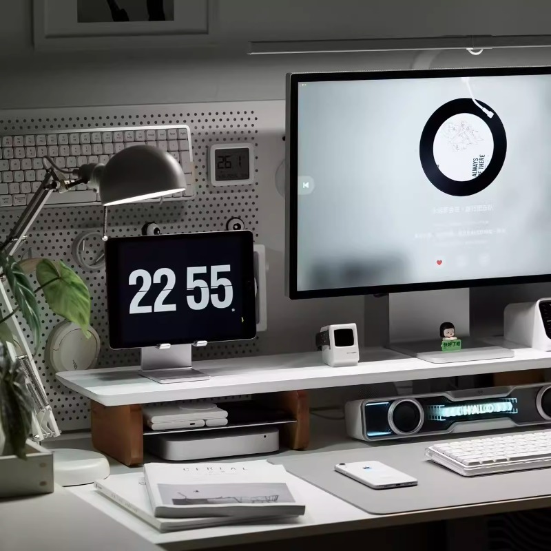 Nowoczesny podnośnik monitora  – Desk Setup Laptop And Monitor recenzja i cena