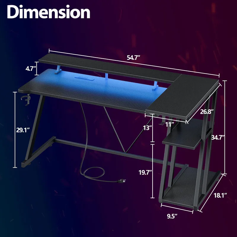Czarne biurko gamingowe w kszt – Desk Setup Black And Wood recenzja i cena
