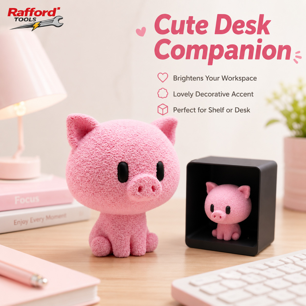 Urocza, różowa figurka świnki  – Desk Setup Shelf recenzja i cena