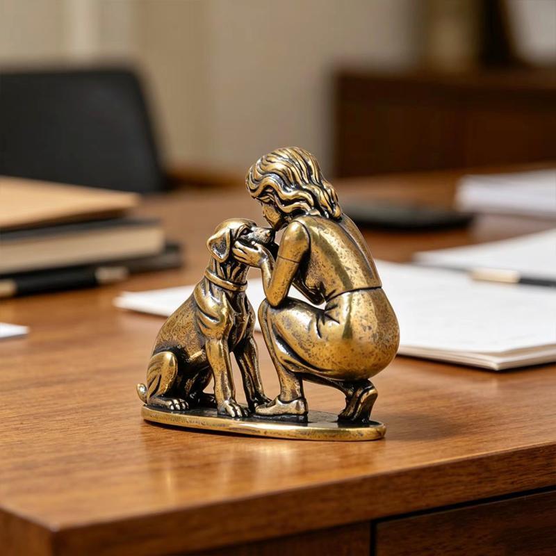 Figurka psa z mosiądzu, ozdoba – Desk Setup Retro recenzja i cena