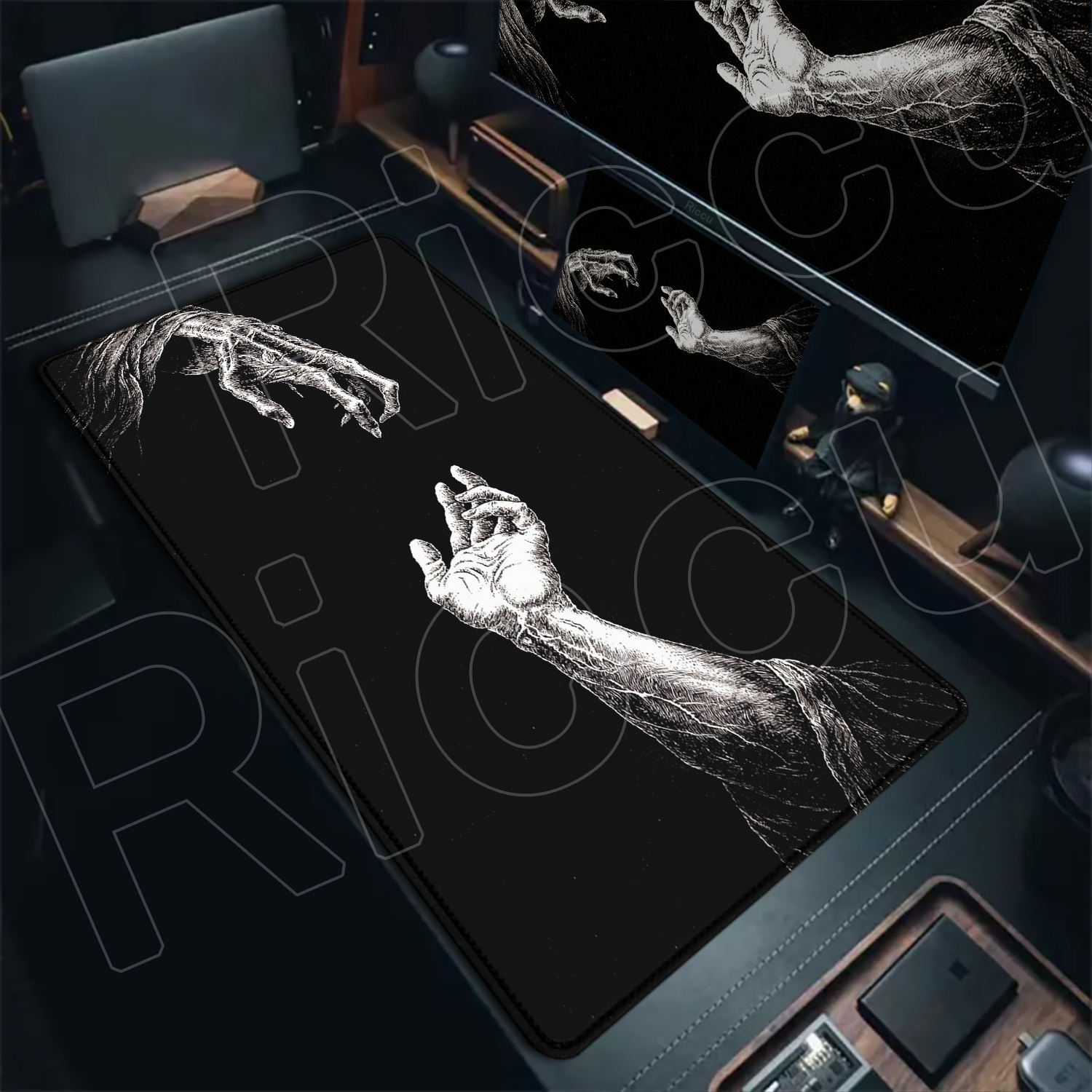 Duża podkładka pod mysz HD, cz – Desk Setup Black And White recenzja i cena